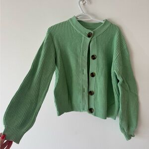 Minimum Mint Green Ribbed Button-Front Cardigan